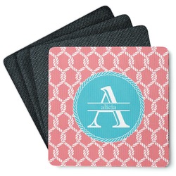 Linked Rope Square Rubber Backed Coasters - Set of 4 (Personalized)