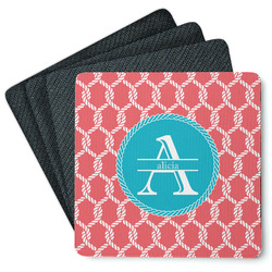 Linked Rope Square Rubber Backed Coasters - Set of 4 (Personalized)
