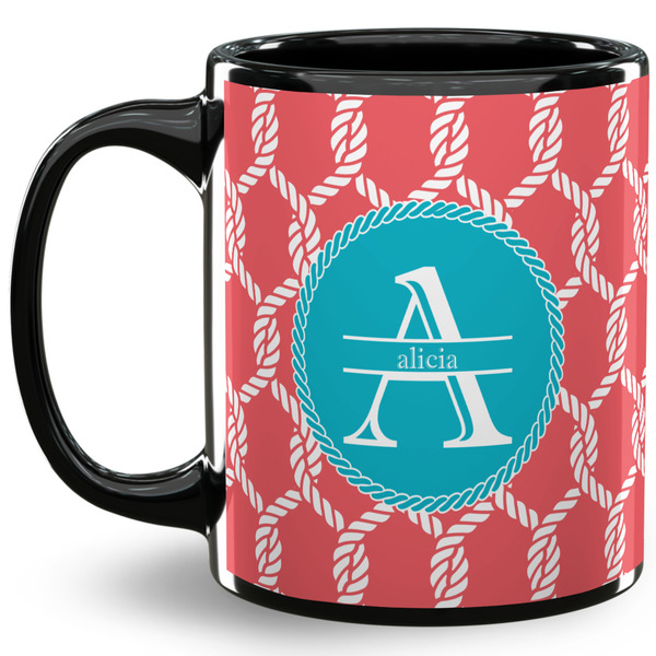 Custom Linked Rope 11 Oz Coffee Mug - Black (Personalized)