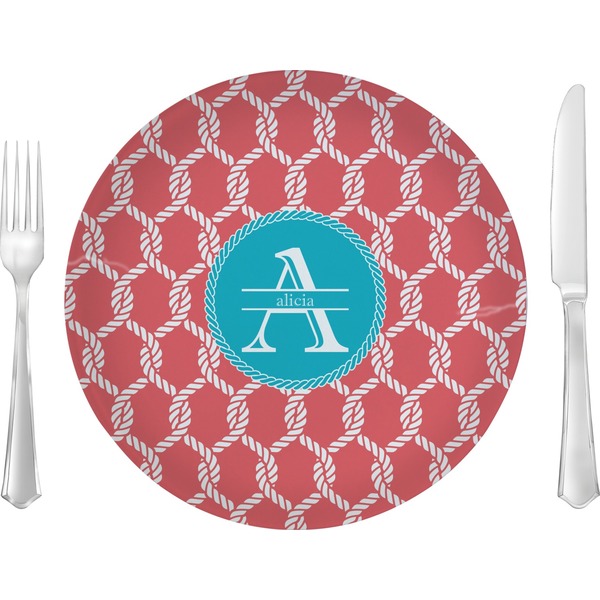 Custom Linked Rope 10" Glass Lunch / Dinner Plates - Single or Set (Personalized)