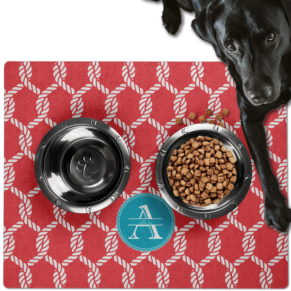 Linked Rope Dog Food Mat - Large LIFESTYLE