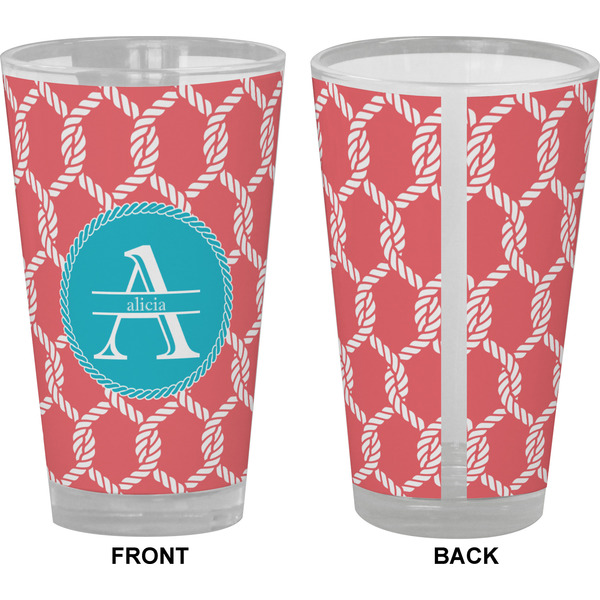Linked Rope Pint Glass - Full Color - Front & Back Views