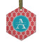 Linked Rope Flat Glass Ornament - Hexagon w/ Name and Initial
