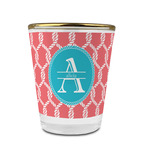 Linked Rope Glass Shot Glass - 1.5 oz - with Gold Rim - Set of 4 (Personalized)