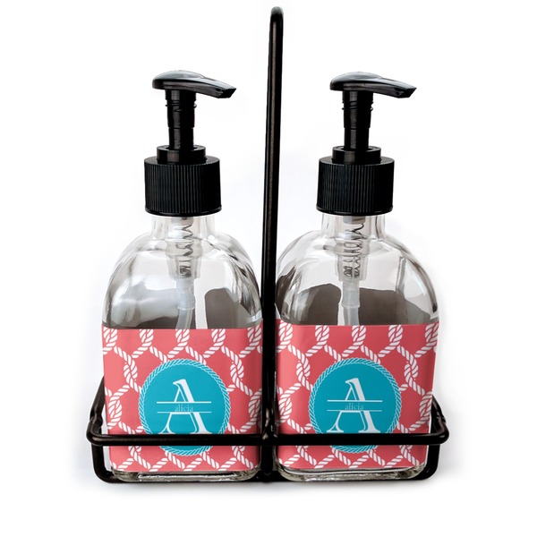 Custom Linked Rope Glass Soap & Lotion Bottle Set (Personalized)
