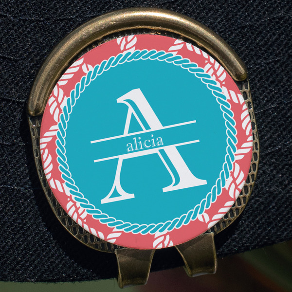 Linked Rope Golf Ball Marker Hat Clip - Gold - Close Up