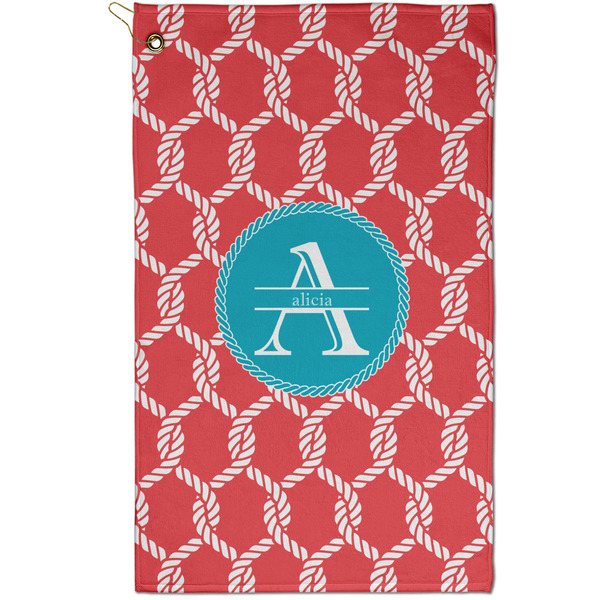 Custom Linked Rope Golf Towel - Poly-Cotton Blend - Small w/ Name and Initial