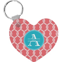 Linked Rope Heart Plastic Keychain w/ Name and Initial