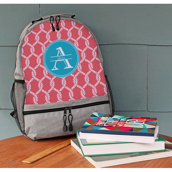 Linked Rope Large Backpack - Gray - On Desk