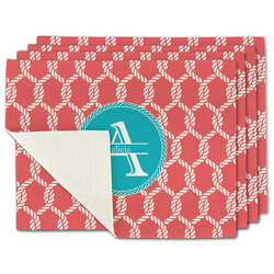 Linked Rope Single-Sided Linen Placemat - Set of 4 w/ Name and Initial