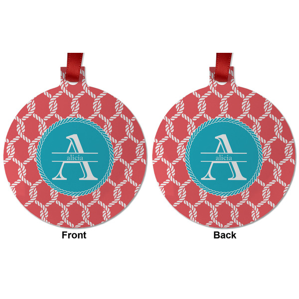 Linked Rope Metal Ball Ornament - Front and Back