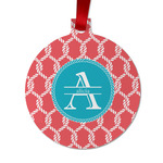 Linked Rope Metal Ball Ornament - Double Sided w/ Name and Initial