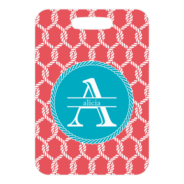 Linked Rope Metal Luggage Tag - Front Without Strap