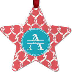 Linked Rope Metal Star Ornament - Double Sided w/ Name and Initial