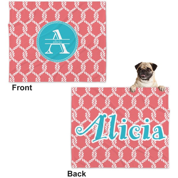 Linked Rope Microfleece Dog Blanket - Large- Front & Back
