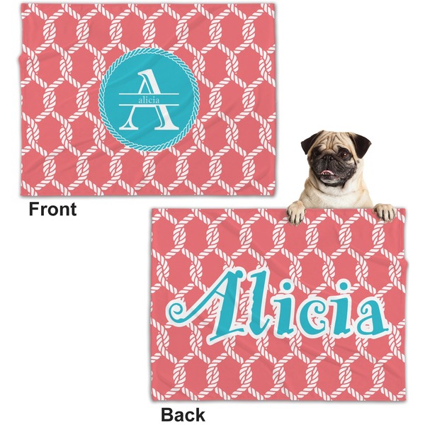 Linked Rope Microfleece Dog Blanket - Regular - Front & Back