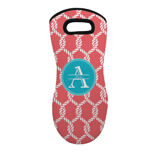 Custom Linked Rope Neoprene Oven Mitt w/ Name and Initial