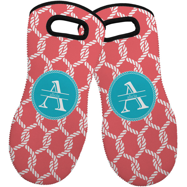 Linked Rope Neoprene Oven Mitt -Set of 2 - Front