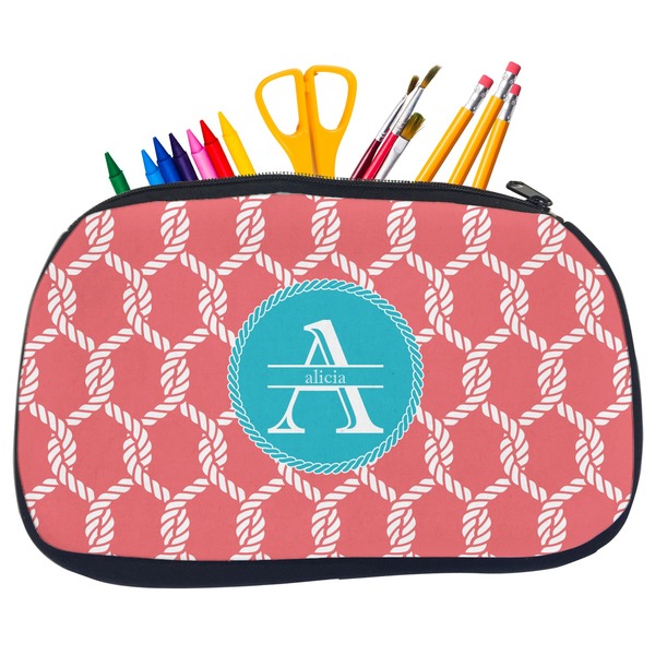 Custom Linked Rope Neoprene Pencil Case - Medium w/ Name and Initial