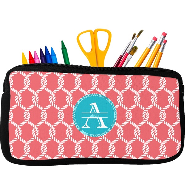 Custom Linked Rope Neoprene Pencil Case - Small w/ Name and Initial
