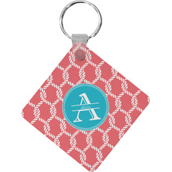 Linked Rope Diamond Plastic Keychain w/ Name and Initial
