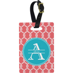 Linked Rope Plastic Luggage Tag - Rectangular w/ Name and Initial