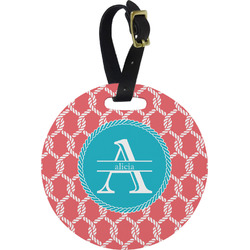 Linked Rope Plastic Luggage Tag - Round (Personalized)