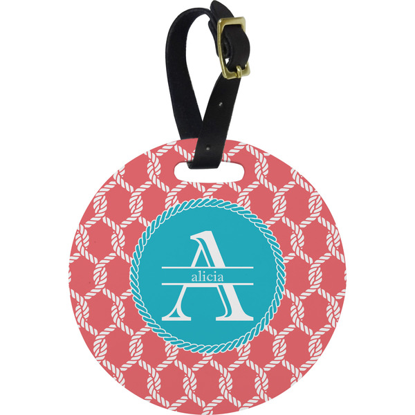 Custom Linked Rope Plastic Luggage Tag - Round (Personalized)