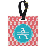 Linked Rope Plastic Luggage Tag - Square w/ Name and Initial