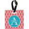 Linked Rope Plastic Luggage Tag - Square w/ Name and Initial