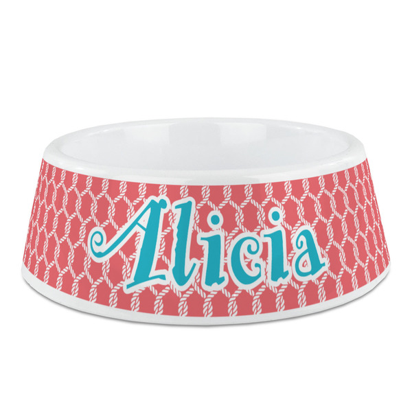 Custom Linked Rope Plastic Dog Bowl - Medium (Personalized)