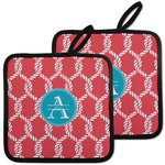 Linked Rope Pot Holders - Set of 2 w/ Name and Initial
