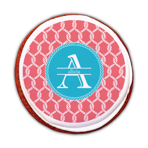 Linked Rope Printed Icing Circle - Medium - On Cookie