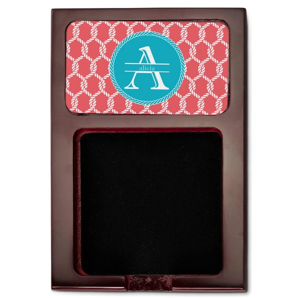 Linked Rope Red Mahogany Sticky Note Holder - Flat