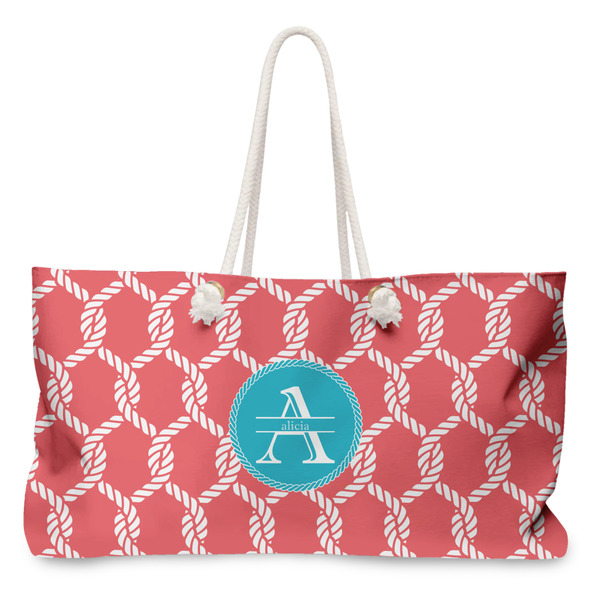 Custom Linked Rope Large Tote Bag with Rope Handles (Personalized)
