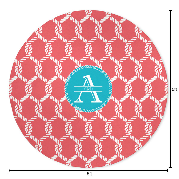 Linked Rope Round Area Rug - Size