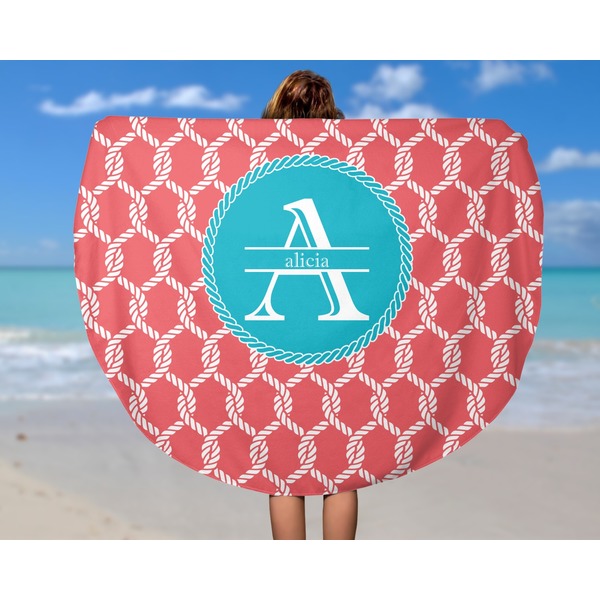 Linked Rope Round Beach Towel - In Use