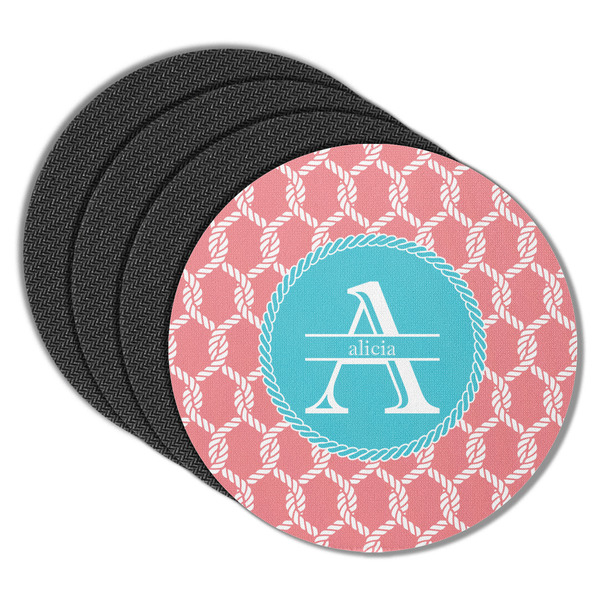 Custom Linked Rope Round Rubber Backed Coasters - Set of 4 (Personalized)