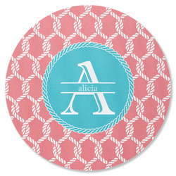 Linked Rope Round Rubber Backed Coaster (Personalized)