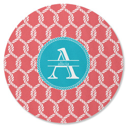 Linked Rope Round Rubber Backed Coaster (Personalized)