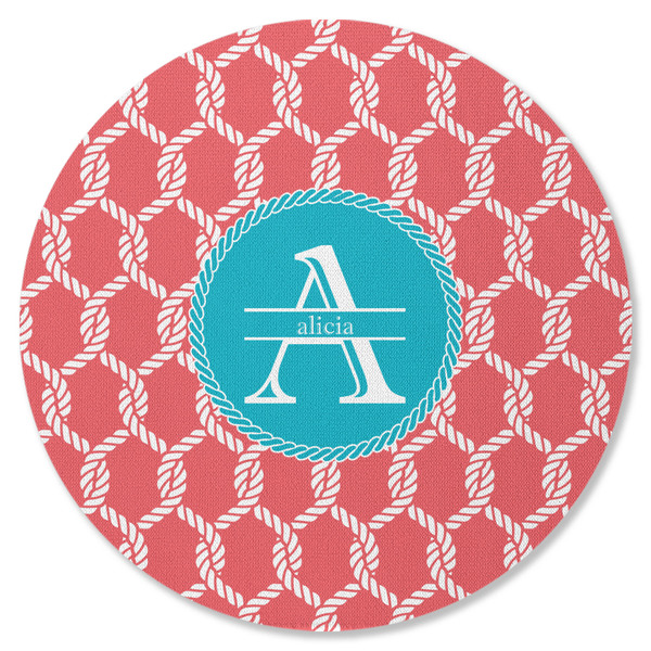Linked Rope Round Coaster Rubber Back - Single