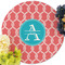 Linked Rope Round Linen Placemats - Front (w flowers)