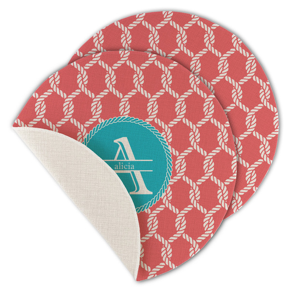 Linked Rope Round Linen Placemats - MAIN (Single Sided)