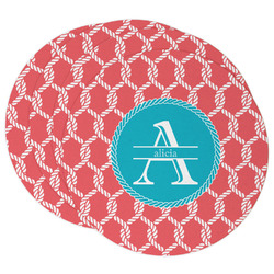 Linked Rope Round Paper Coasters w/ Name and Initial