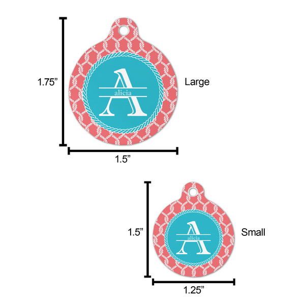 Linked Rope Round Pet ID Tag - Large - Comparison Scale