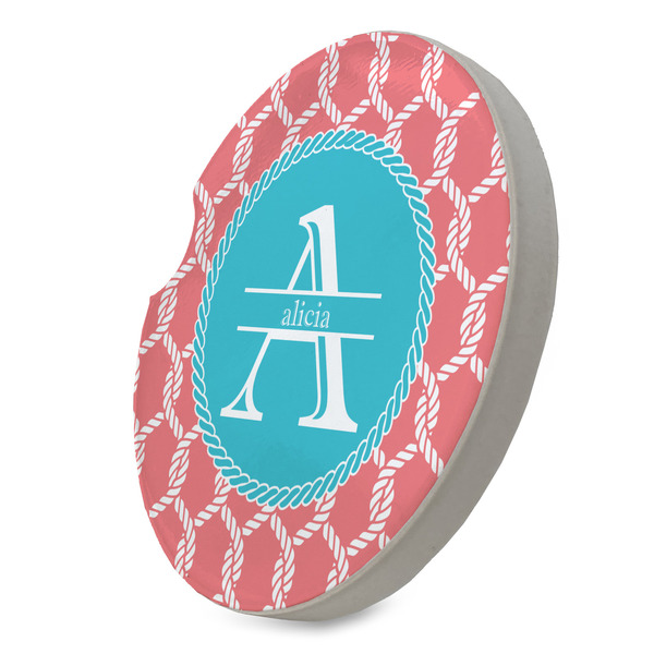 Linked Rope Sandstone Car Coaster - STANDING ANGLE