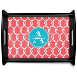 Linked Rope Black Wooden Tray - Large (Personalized)