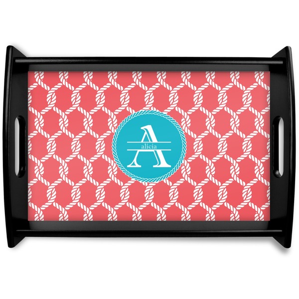 Custom Linked Rope Black Wooden Tray - Small (Personalized)