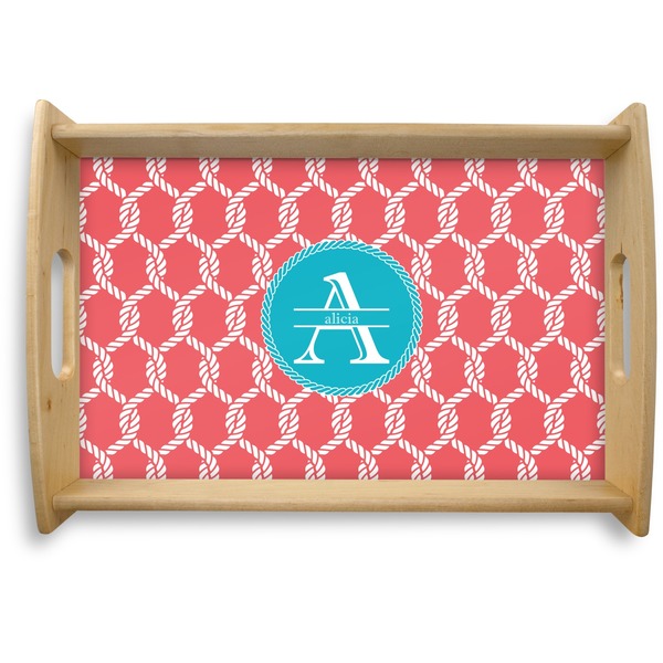 Custom Linked Rope Natural Wooden Tray - Small (Personalized)