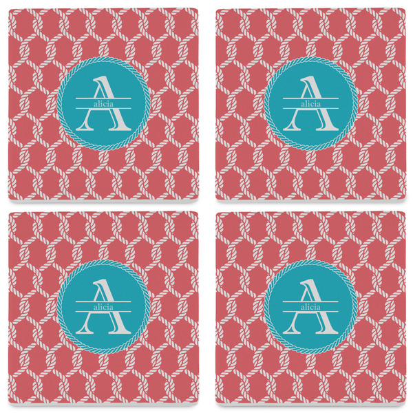 Linked Rope Set of 4 Sandstone Coasters - See All 4 View